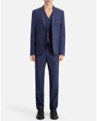 Veste de Costume 100% Laine à micro motifs bleu marine