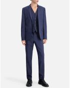 Veste de Costume 100% Laine à micro motifs bleu marine