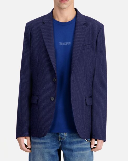 Veste de costume en Laine à rayures bleu marine