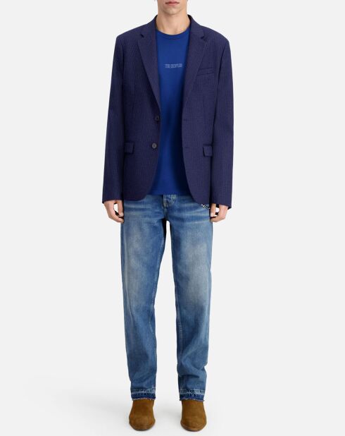 Veste de costume en Laine à rayures bleu marine