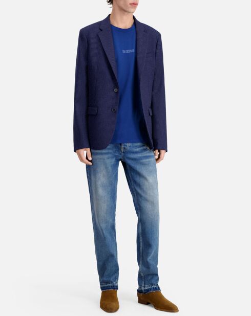 Veste de costume en Laine à rayures bleu marine