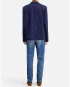 Veste de costume en Laine à rayures bleu marine