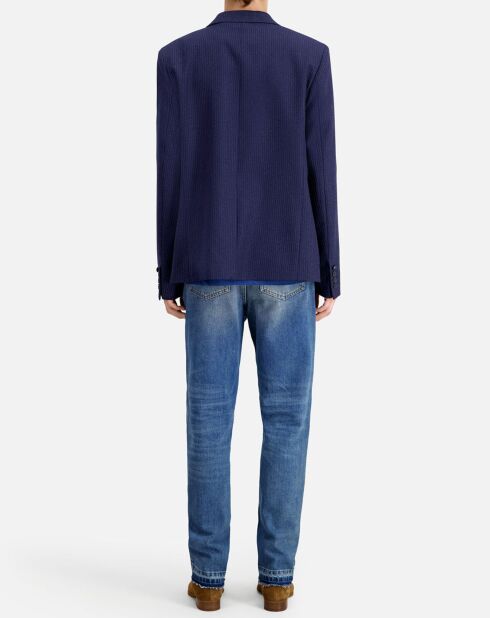Veste de costume en Laine à rayures bleu marine