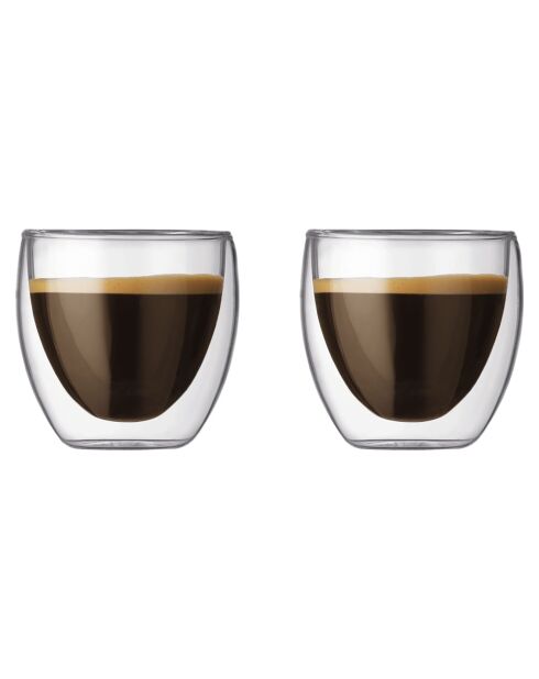 2 Verres double paroi  transparents - 0.08 L
