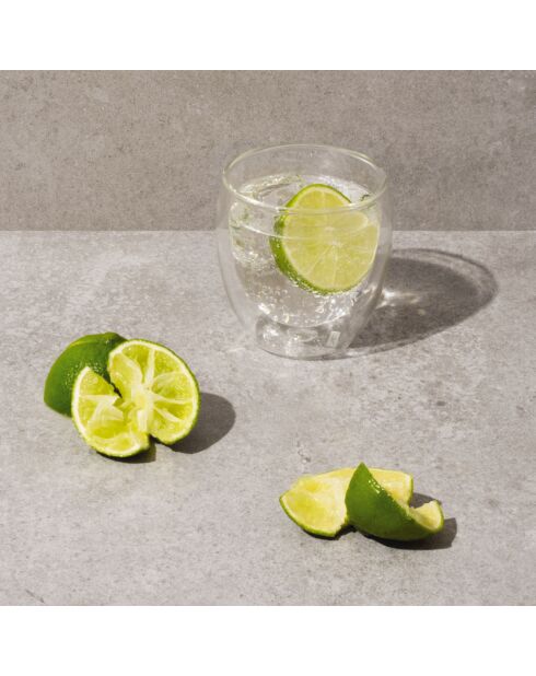 2 transparante dubbelwandige glazen - 0,25 L