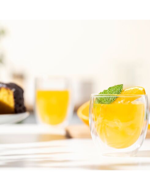 2 transparante dubbelwandige glazen - 0,25 L