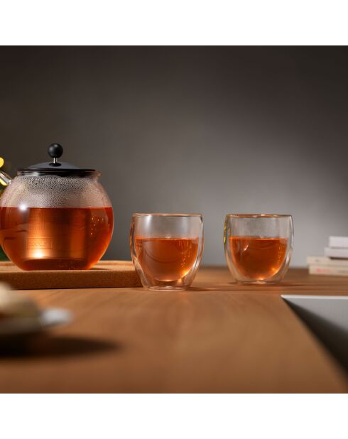 2 transparante dubbelwandige glazen - 0,25 L