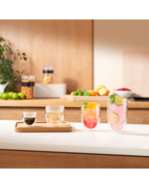 2 transparante dubbelwandige glazen - 0,25 L