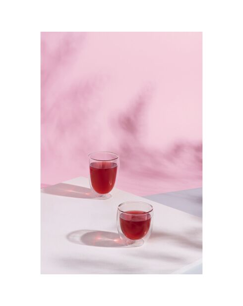 2 transparante dubbelwandige glazen - 0,25 L