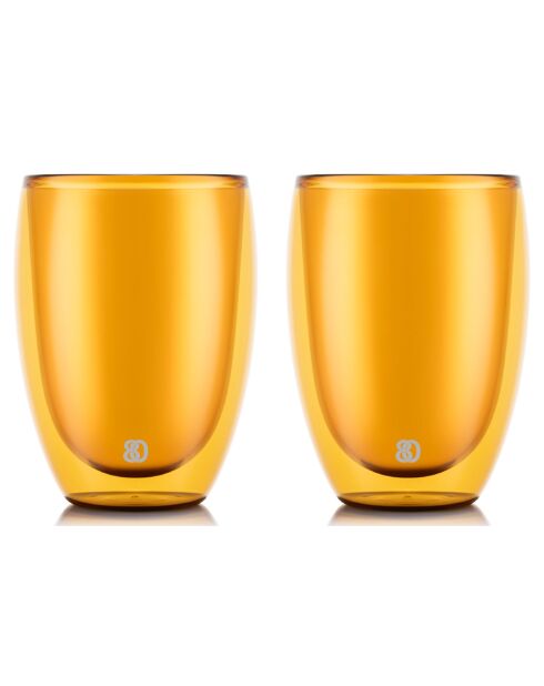 6 Verres Pavina espresso double paroi jaune - 0.35 L