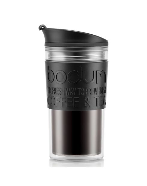 Mug de voyage isotherme en plastique noir - 0.35 L