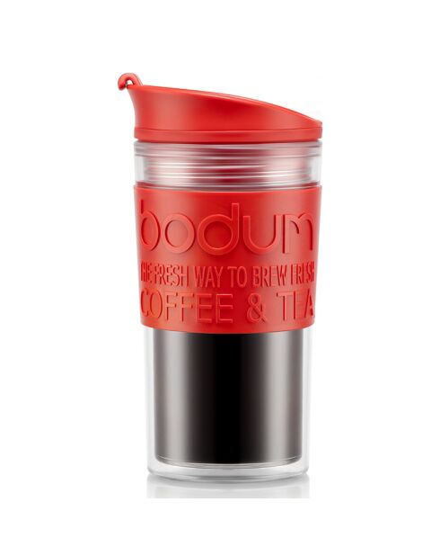 Mug de voyage isotherme en plastique  rouge - 0.35 L