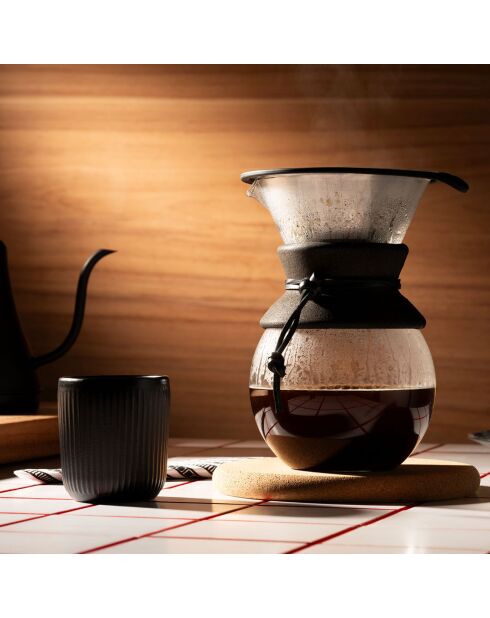 Cafetière, filtre permanent inox microperforé noire - 1 L