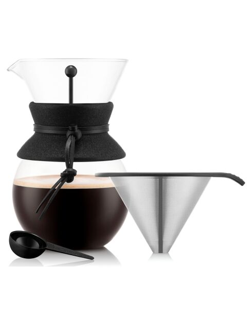 Cafetière, filtre permanent inox microperforé noire - 1 L