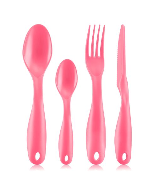 Lunch box Bistro compartimentée avec couverts bubblegum - 13.7x20.8x8.8 cm