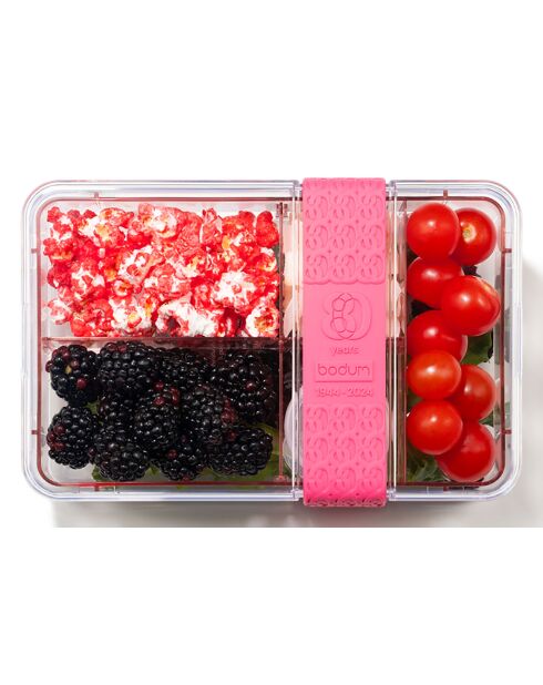 Lunch box Bistro compartimentée avec couverts bubblegum - 13.7x20.8x8.8 cm