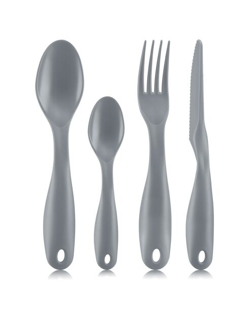 Lunch box Bistro compartimentée avec couverts grise - 13.7x20.8x8.8 cm