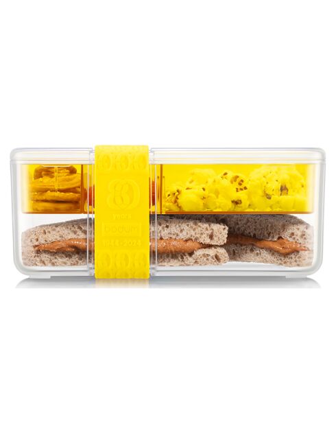 Lunch box Bistro compartimentée avec couverts citron - 13.7x20.8x8.8 cm