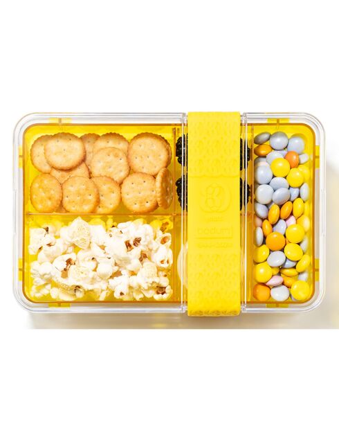 Lunch box Bistro compartimentée avec couverts citron - 13.7x20.8x8.8 cm