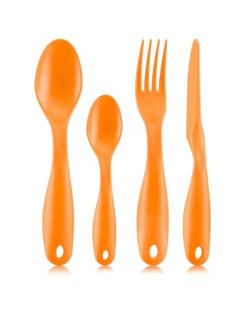 Lunch box Bistro compartimentée avec couverts orange - 13.7x20.8x8.8 cm