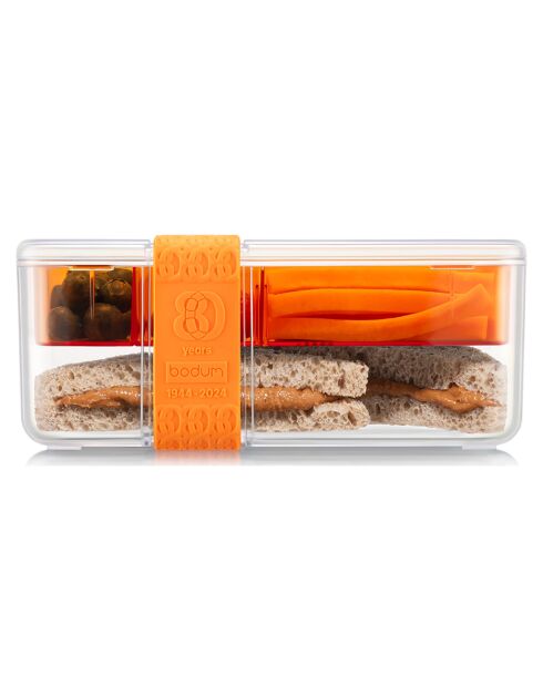Lunch box Bistro compartimentée avec couverts orange - 13.7x20.8x8.8 cm