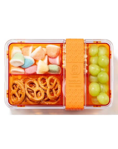 Lunch box Bistro compartimentée avec couverts orange - 13.7x20.8x8.8 cm