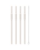 4 pailles en silicone avec écouvillon en inox blanches