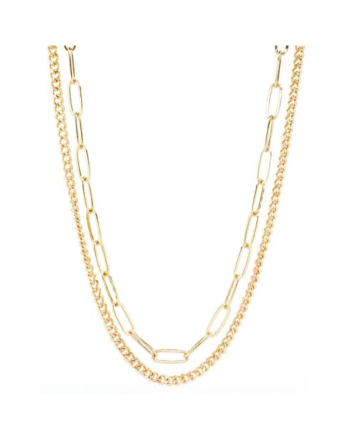Collier double chaine en Laiton doré