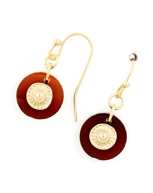 Boucle d'oreilles Thio en Laiton & Résine doré/marron
