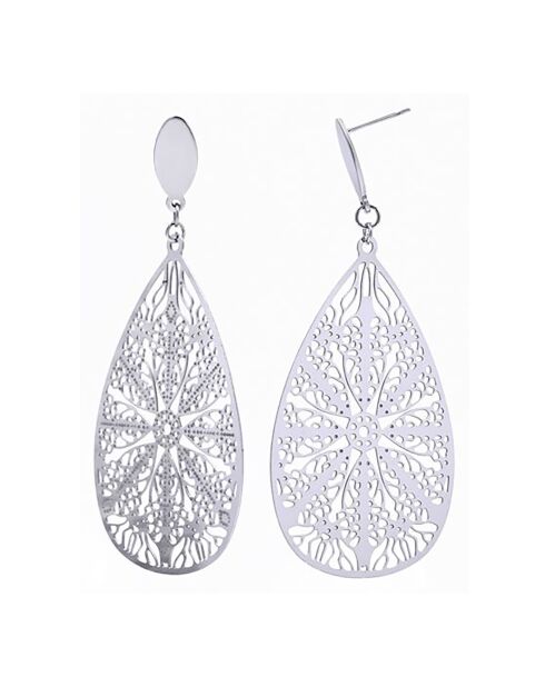 Boucles d'oreilles Dentellia en Acier argentées