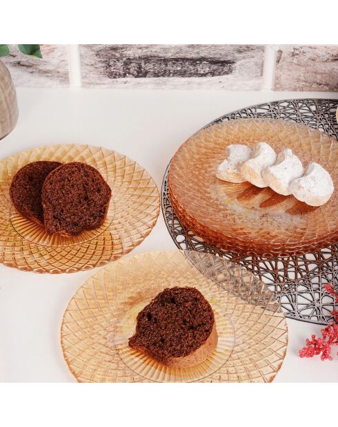 6 piatti da dessert ambrati -D. 21 cm