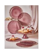 6 Assiettes à dessert & 1 Présentoir rose - D.21 cm