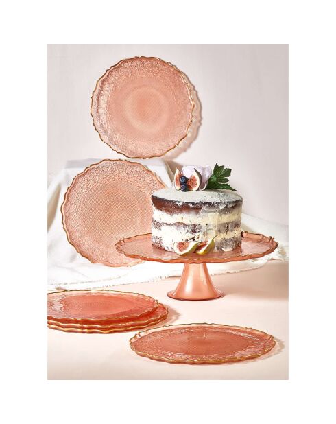 6 platos de postre y 1 expositor transparente - D.21 cm