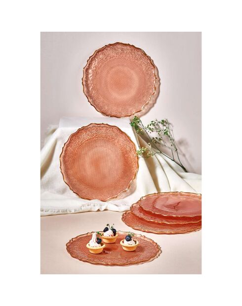 6 piatti da dessert rosa - D.21 cm