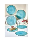 6 Assiettes à dessert turquoises - D.21 cm