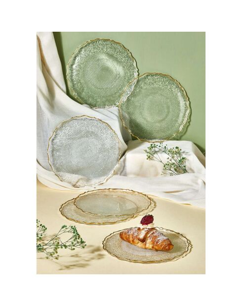 6 Assiettes à dessert transparentes - D.21 cm