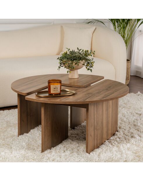 Duo de tables basses Moira walnut - 90x41 cm