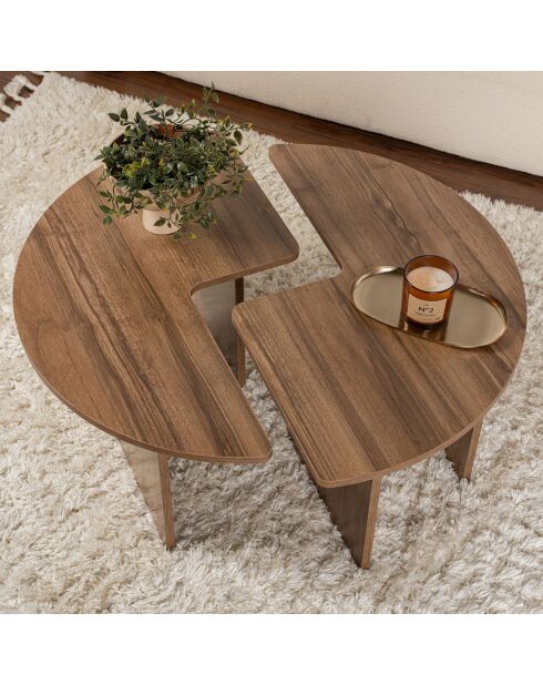 Duo de tables basses Moira walnut - 90x41 cm