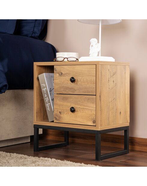 Table de chevet Glimmer atlantic pine/black - 45.2x50x29.5 cm