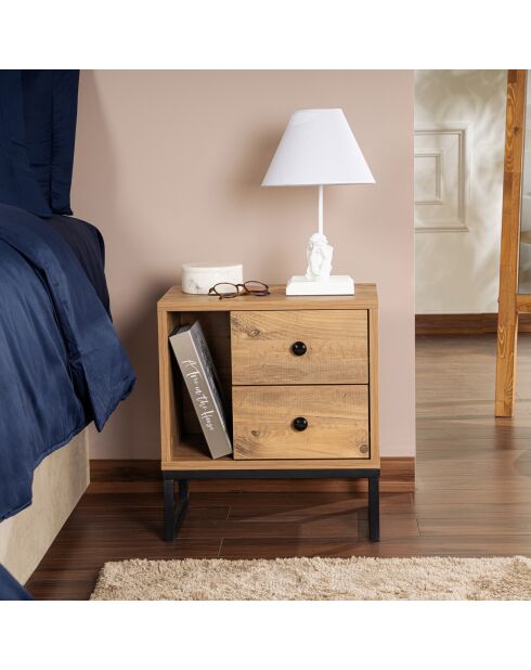 Table de chevet Glimmer atlantic pine/black - 45.2x50x29.5 cm