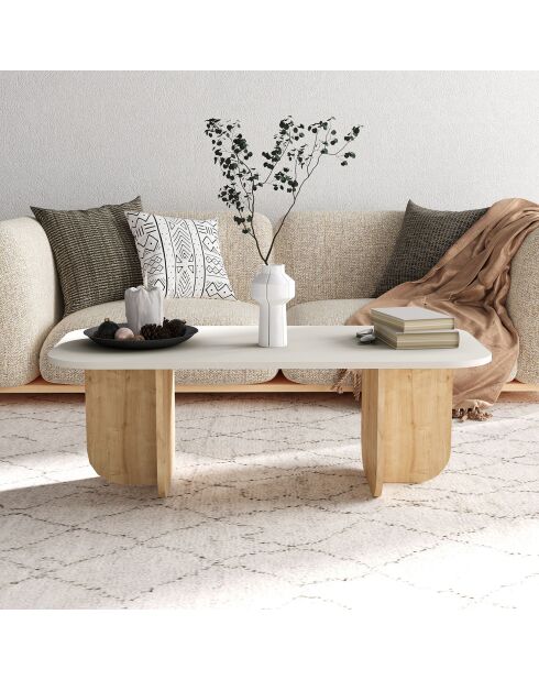 Table basse Becaj sandstone/sapphire oak - 120x41.4x60 cm