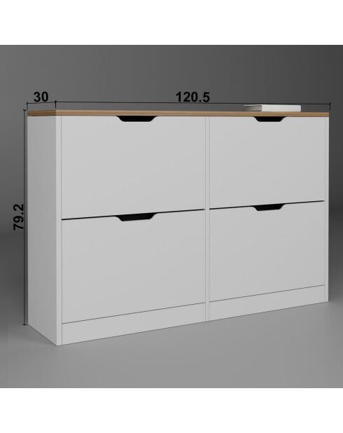 Meuble à chaussures Duru matte white - 120.5x79.2x30 cm
