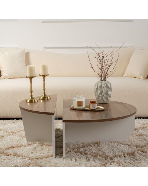 Duo de tables basses Orion walnut/white