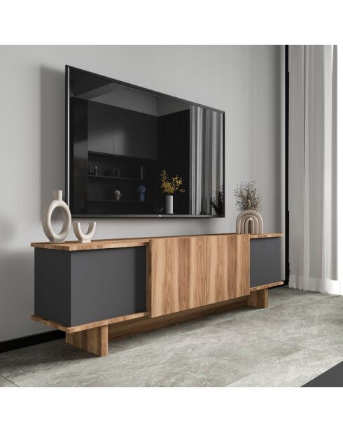 Meuble TV Diana anthracite/walnut - 180x50x33 cm
