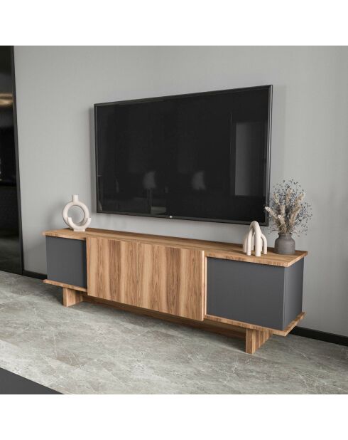 Meuble TV Diana anthracite/walnut - 180x50x33 cm