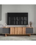 Meuble TV Diana anthracite/walnut - 180x50x33 cm