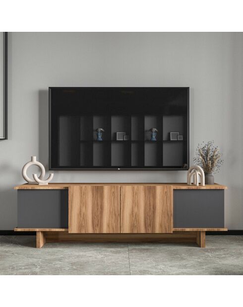 Meuble TV Diana anthracite/walnut - 180x50x33 cm