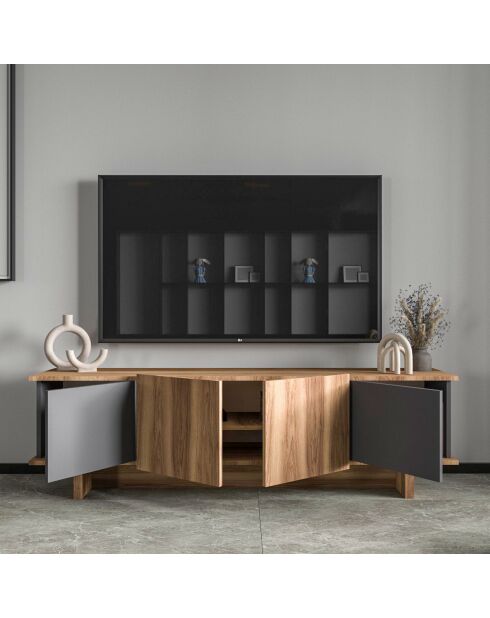 Meuble TV Diana anthracite/walnut - 180x50x33 cm
