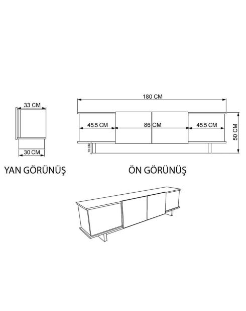 Meuble TV Diana travertine walnut - 180x50x33 cm