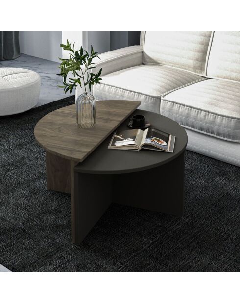 Duo de tables basses Dolunay walnut/anthracite